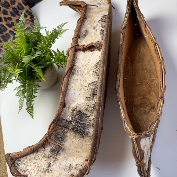 Two Rustic Birch Wood Decorative Canoes - Picture 7 of 14